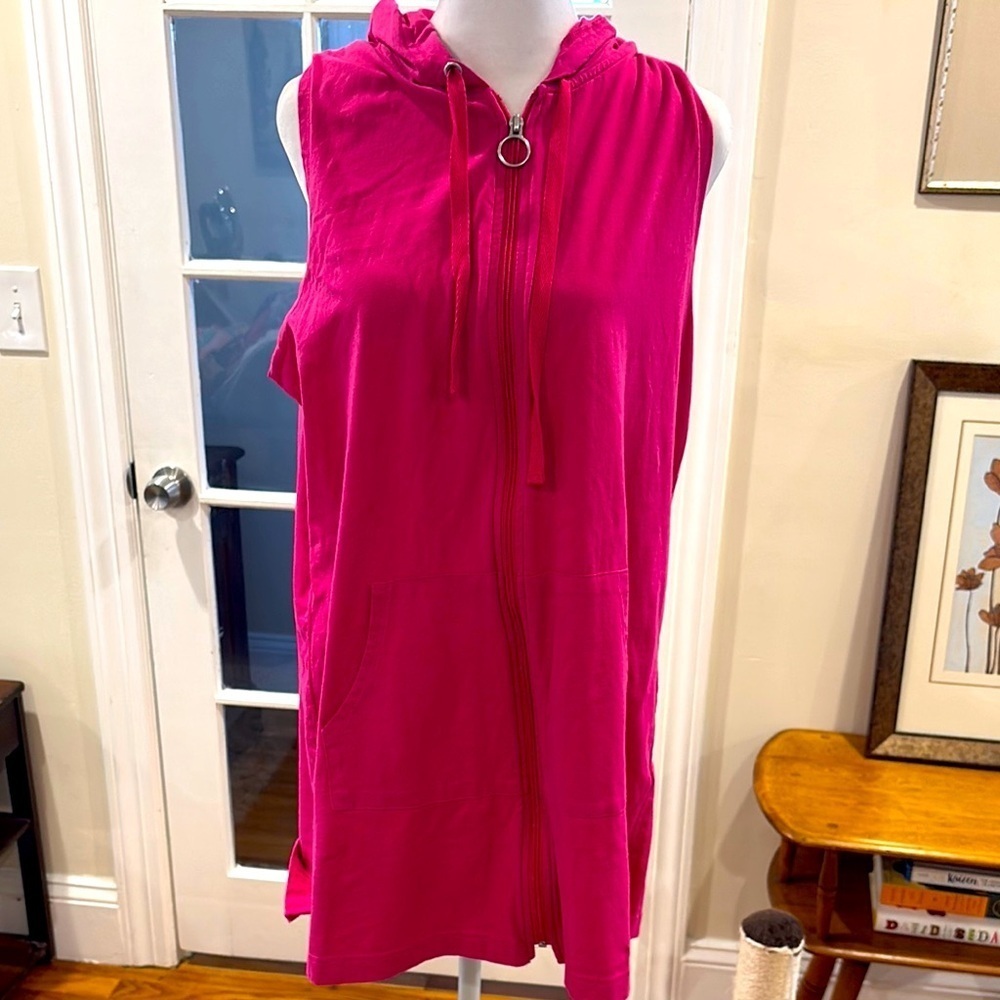 Croft & Barrow Pink Sleeveless Hooded cover-up - Picture 1 of 9